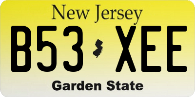 NJ license plate B53XEE