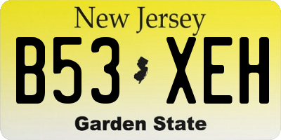 NJ license plate B53XEH