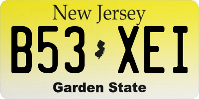 NJ license plate B53XEI