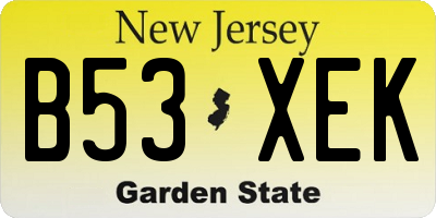 NJ license plate B53XEK