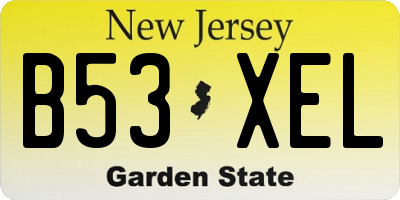 NJ license plate B53XEL