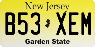 NJ license plate B53XEM