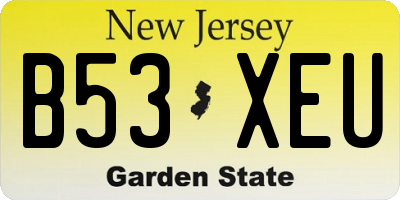 NJ license plate B53XEU