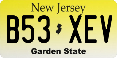 NJ license plate B53XEV