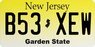 NJ license plate B53XEW