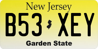 NJ license plate B53XEY