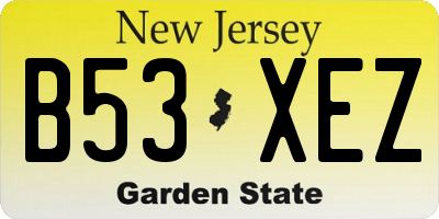 NJ license plate B53XEZ