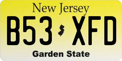 NJ license plate B53XFD