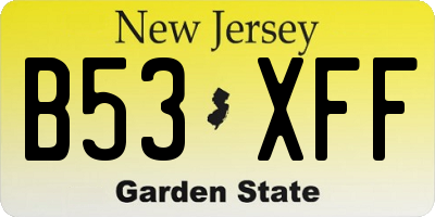 NJ license plate B53XFF