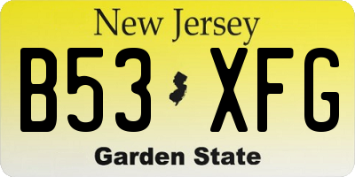 NJ license plate B53XFG