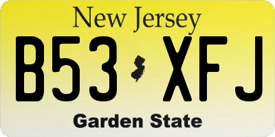 NJ license plate B53XFJ