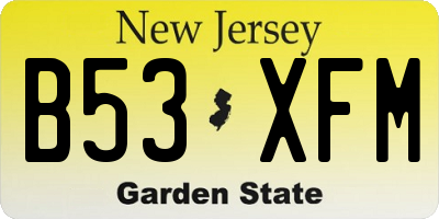 NJ license plate B53XFM
