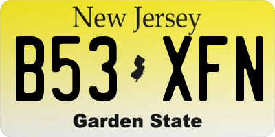 NJ license plate B53XFN