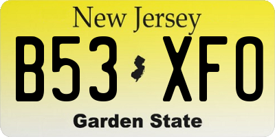 NJ license plate B53XFO