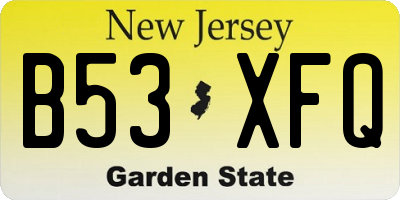 NJ license plate B53XFQ