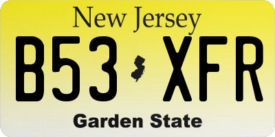 NJ license plate B53XFR