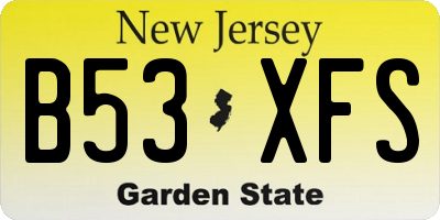 NJ license plate B53XFS