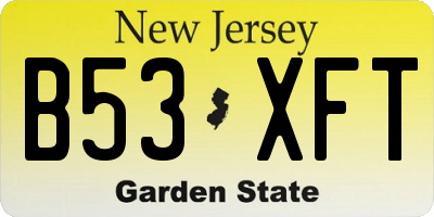 NJ license plate B53XFT