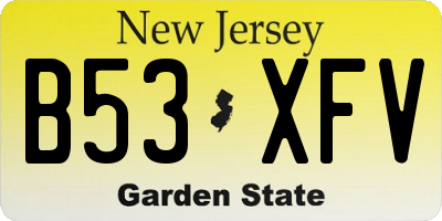 NJ license plate B53XFV