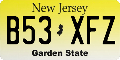 NJ license plate B53XFZ