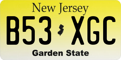 NJ license plate B53XGC