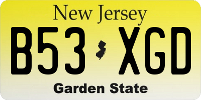 NJ license plate B53XGD