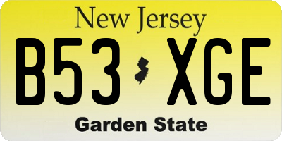 NJ license plate B53XGE