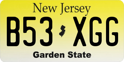 NJ license plate B53XGG