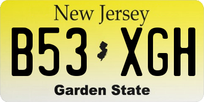 NJ license plate B53XGH
