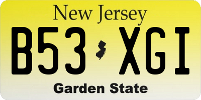 NJ license plate B53XGI