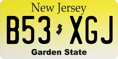 NJ license plate B53XGJ