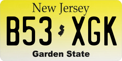 NJ license plate B53XGK