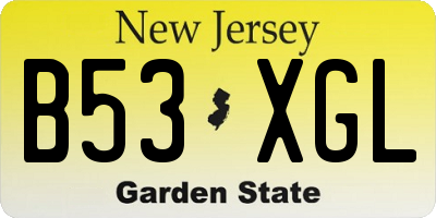 NJ license plate B53XGL