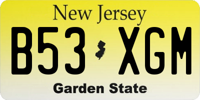 NJ license plate B53XGM