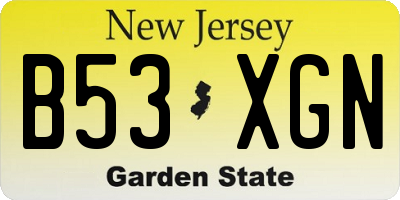 NJ license plate B53XGN
