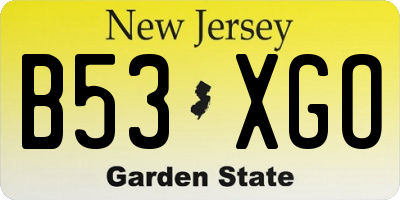 NJ license plate B53XGO