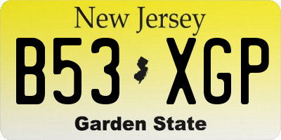 NJ license plate B53XGP