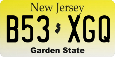 NJ license plate B53XGQ