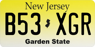 NJ license plate B53XGR