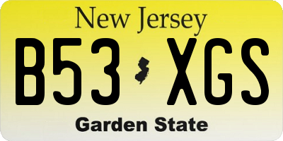 NJ license plate B53XGS