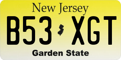 NJ license plate B53XGT