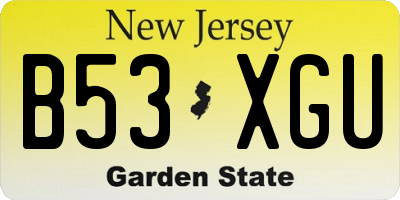 NJ license plate B53XGU