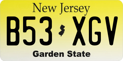 NJ license plate B53XGV