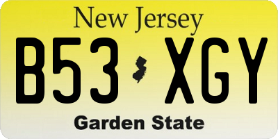 NJ license plate B53XGY
