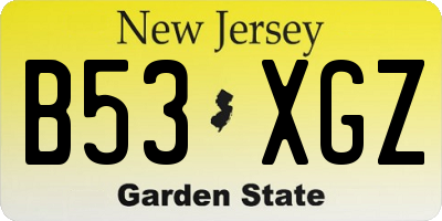 NJ license plate B53XGZ