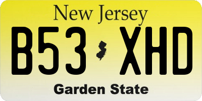 NJ license plate B53XHD