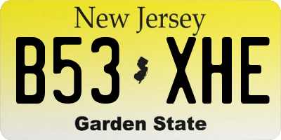 NJ license plate B53XHE