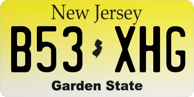 NJ license plate B53XHG
