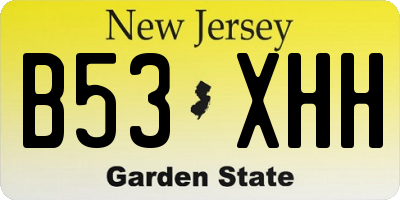 NJ license plate B53XHH