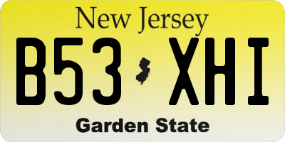 NJ license plate B53XHI